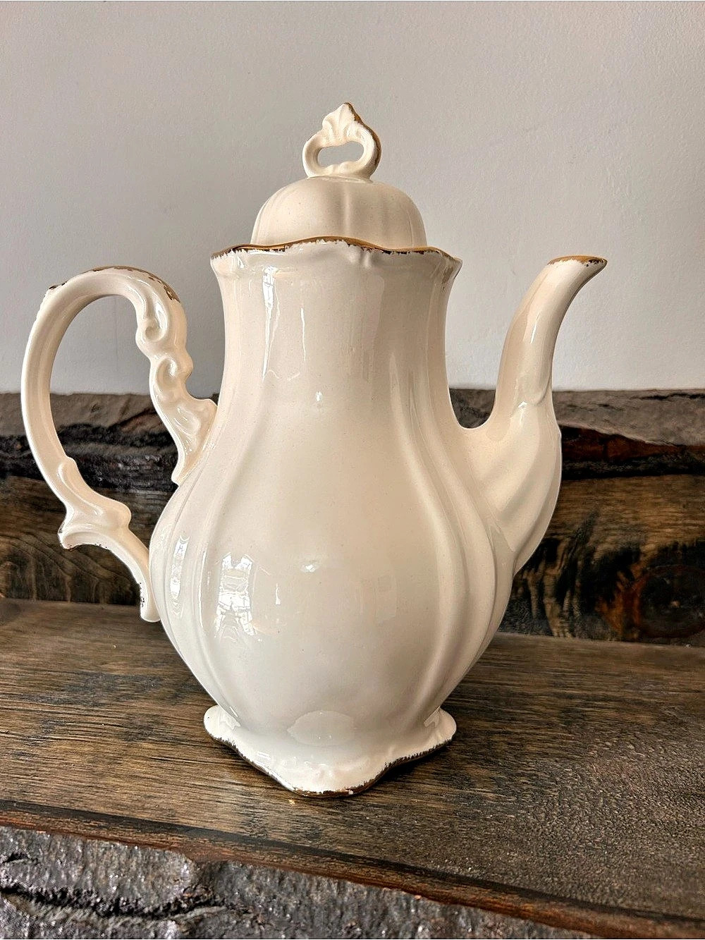 Vintage White Porcelain Teapot with Lid